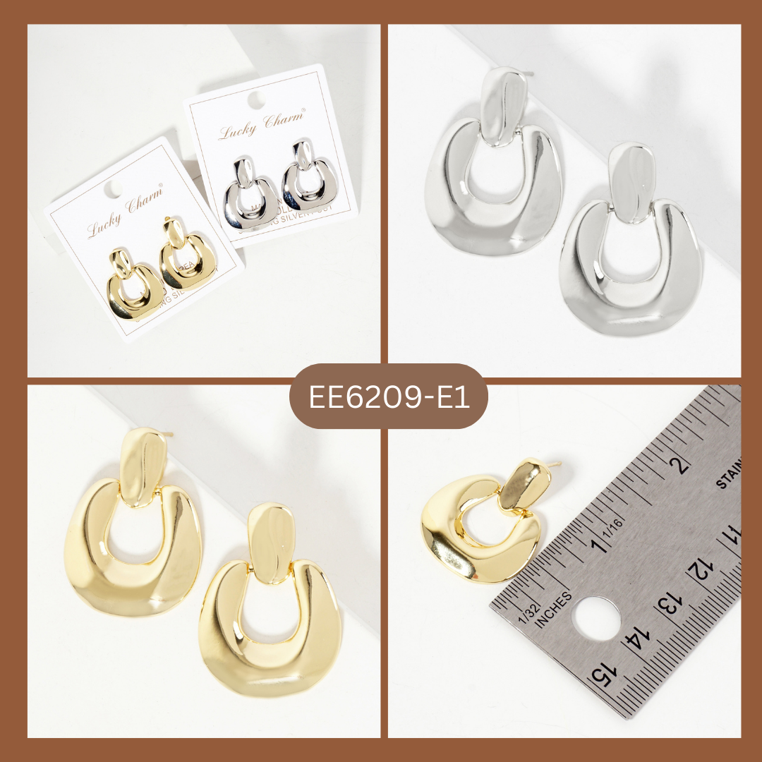Polished Brass Doorknocker Design 18K-Gold-Dipped Earrings