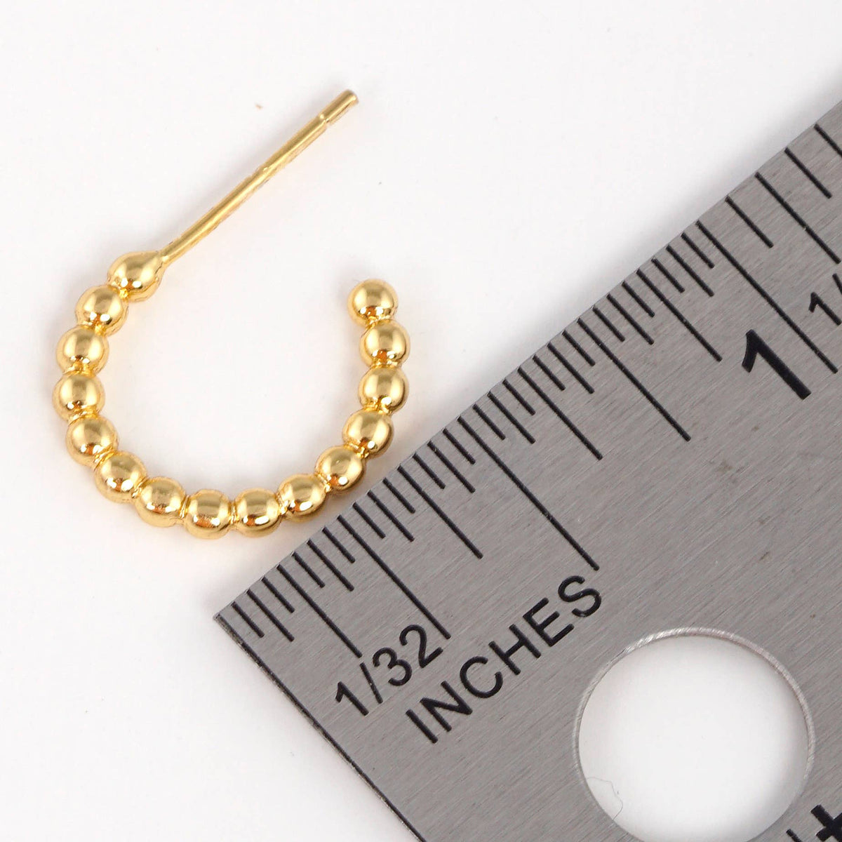 Gold Graduated Bead Open Hoop Earrings
