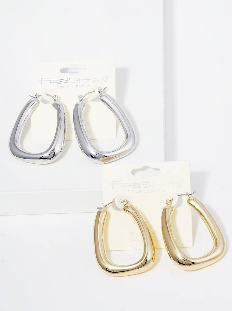 Gold Rectangular Hoop Earrings