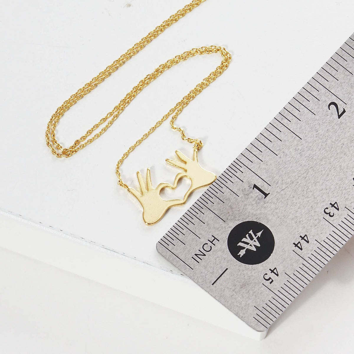 Gold Plated Double Hand Love Heart Necklace