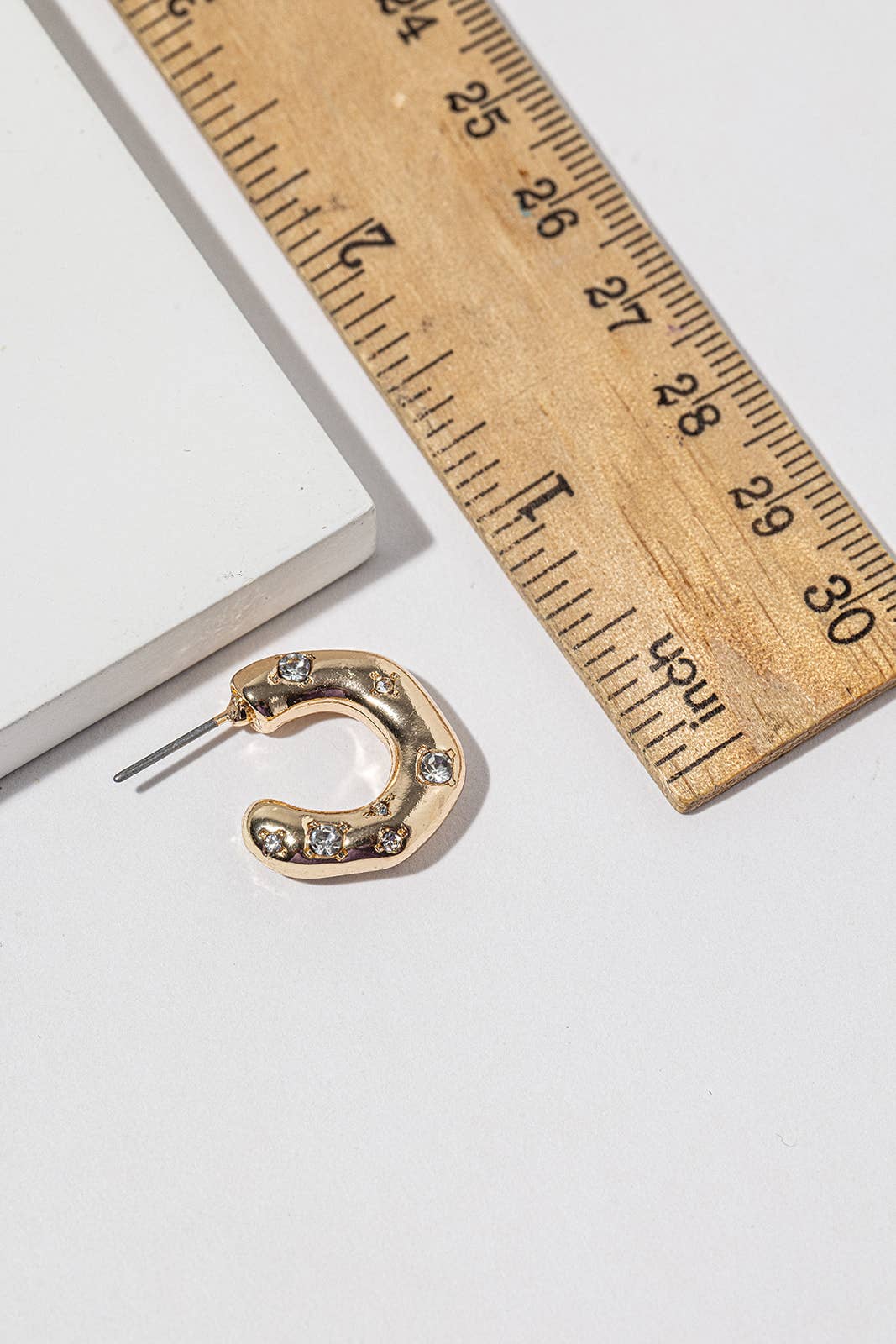 Starry C-Hoop Stud Earrings – Scattered Crystal C Curve
