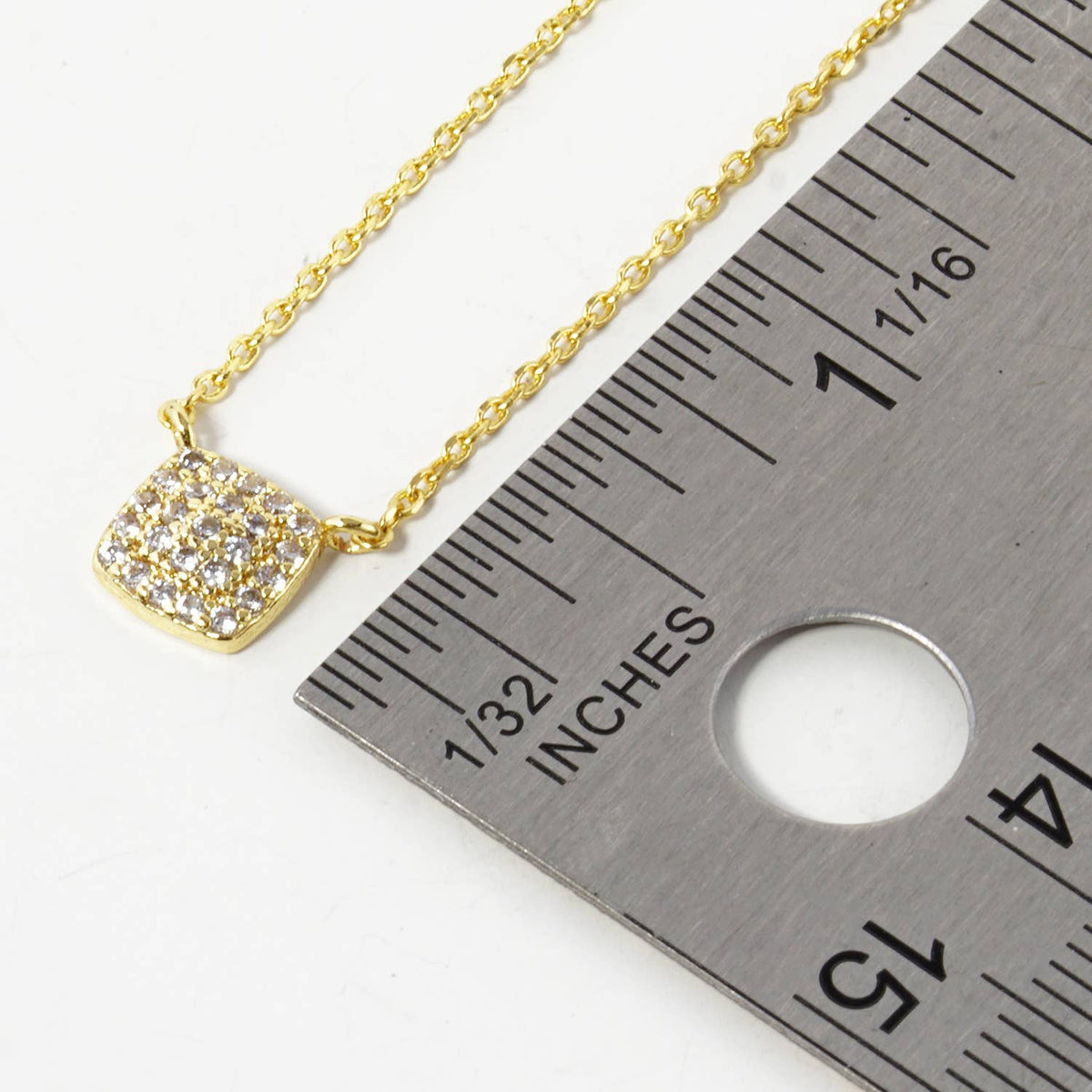 Dainty Pave Geometric Square Necklace