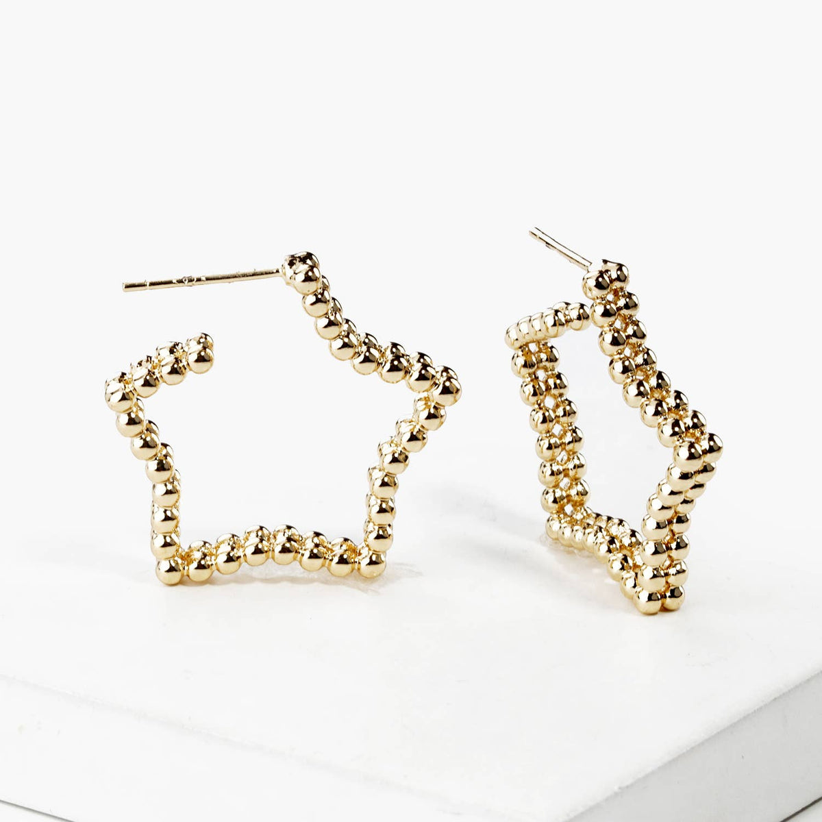 Dainty Beaded Star Hoop Earrings