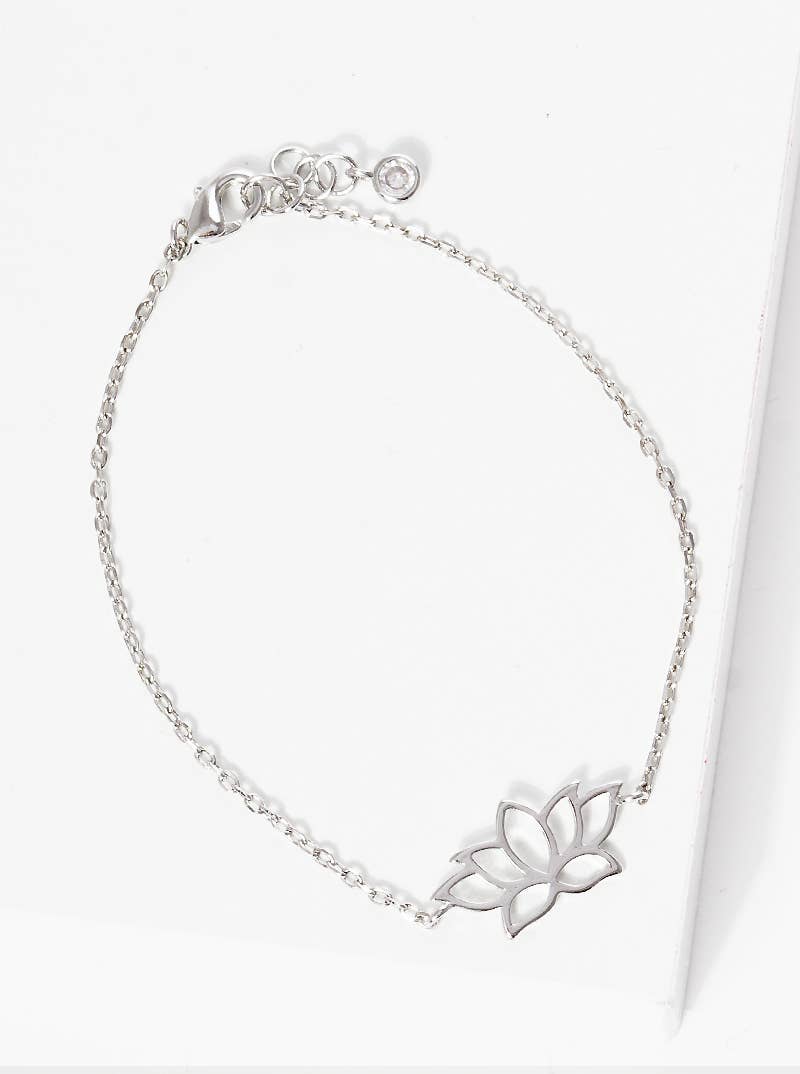 Minimalist Lotus Flower Charm Bracelet