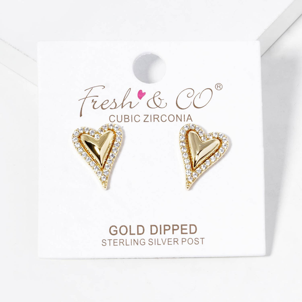 Dainty Pave Heart Stud Earrings