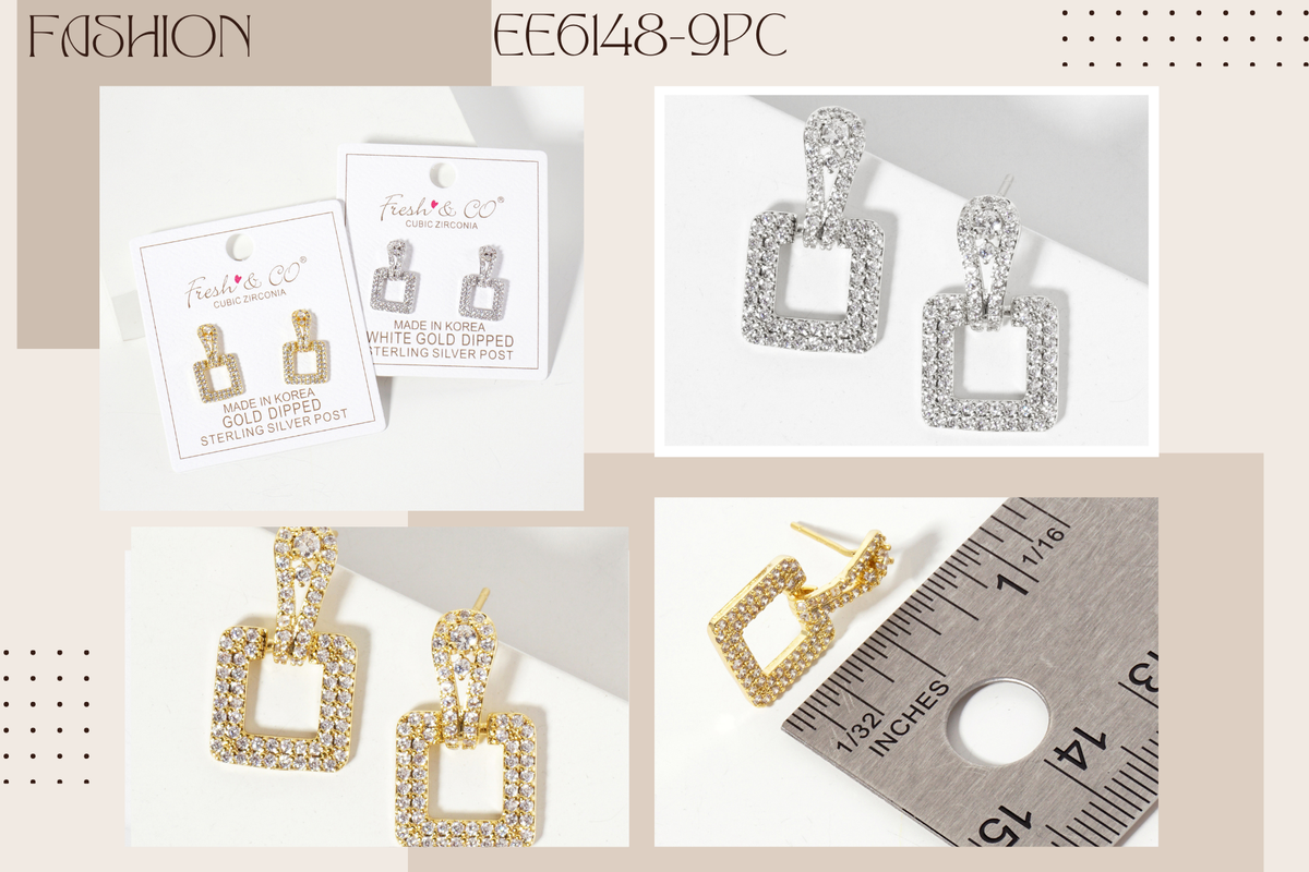 Square Doorknocker 18K-Gold-Dipped Dangle Post Earrings
