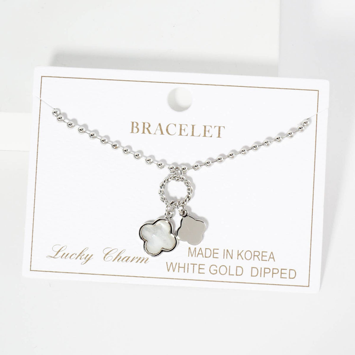 Dainty Double Clover Charm Beaded Bracelet