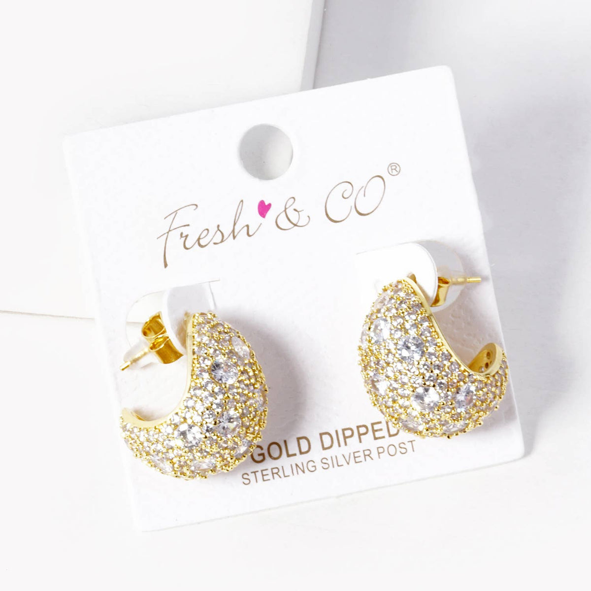 Geometric Pave Half-Hoop Earrings