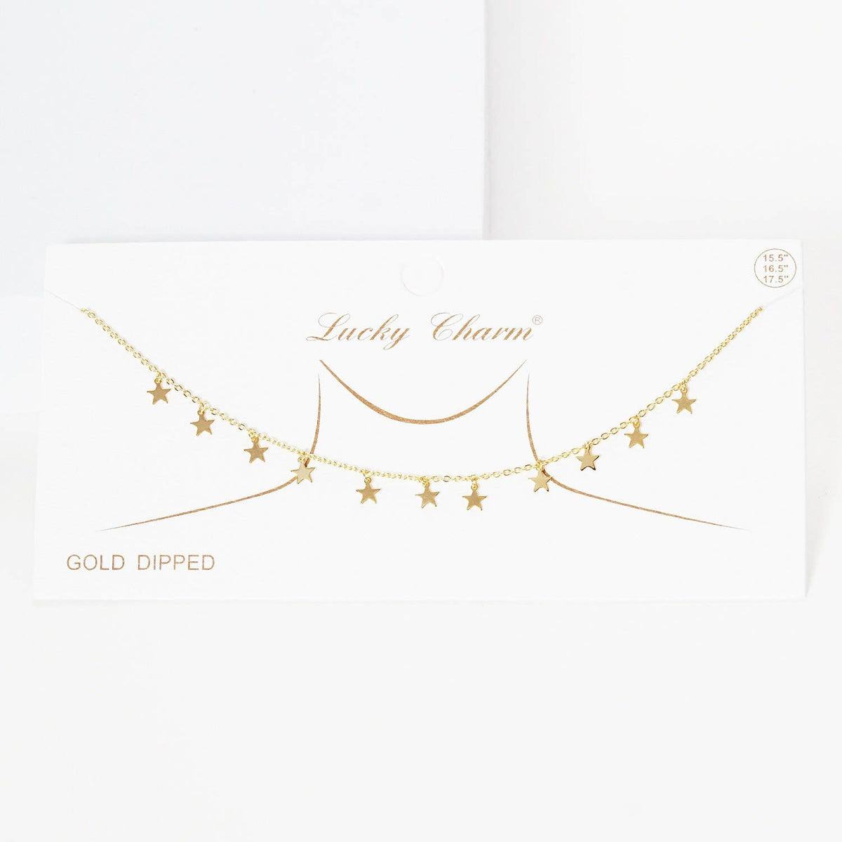 Gold Plated Chain w/ Dangling Stars Necklace