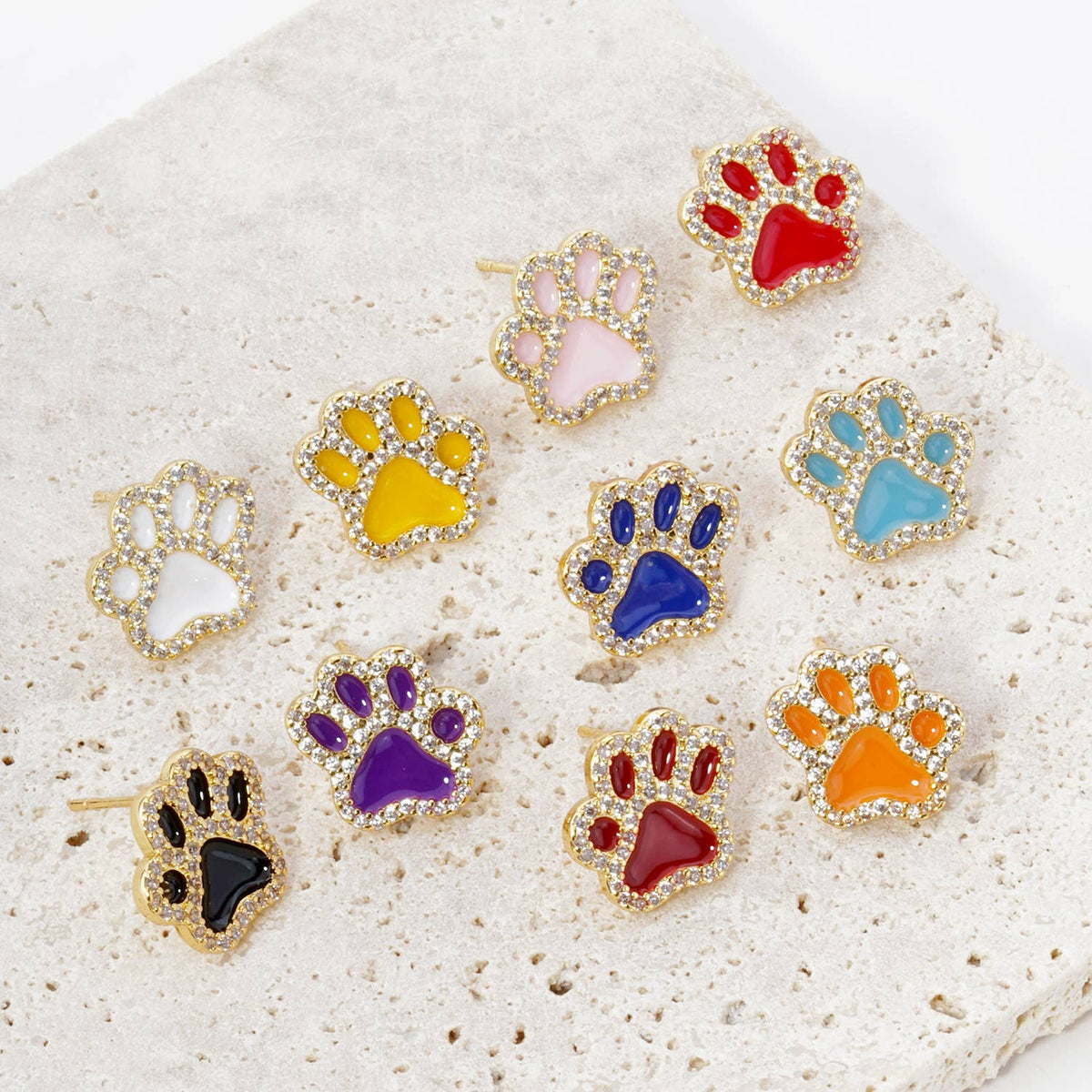 Game Day 13mm Enamel Paw Stud Earrings.
