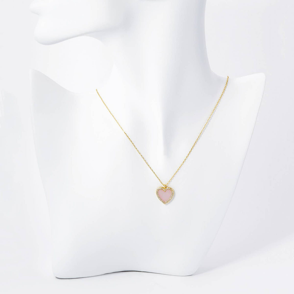 18K Gold Dipped 13mm Pave Set Cubic Zirconia Heart Necklace