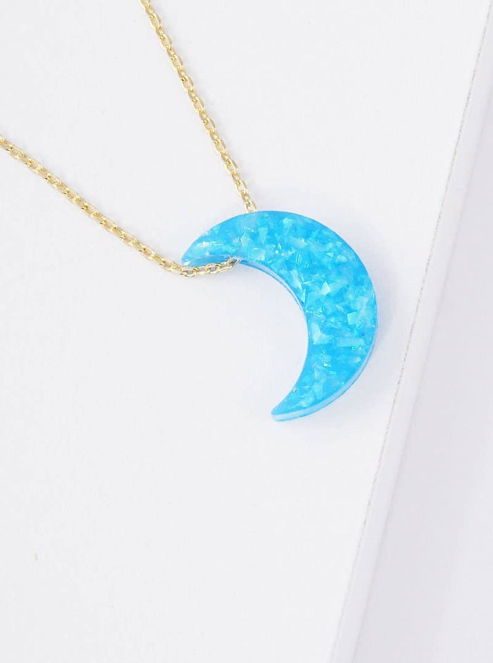 Gold Plated Opal Crescent Moon Necklace