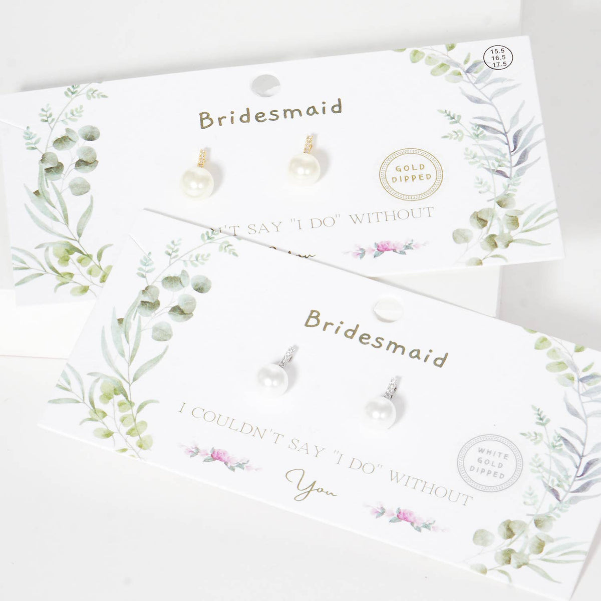 Elegant Bridesmaid Pearl Drop Earrings on Message Card