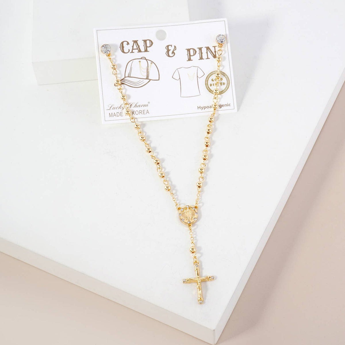 Lucky Charm Cap & Pin Rosary Chain Accessory
