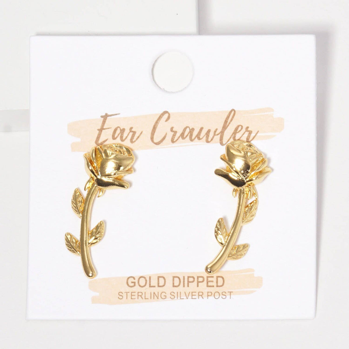 Gold Plated Flower Rose Ear Crawler Earrings