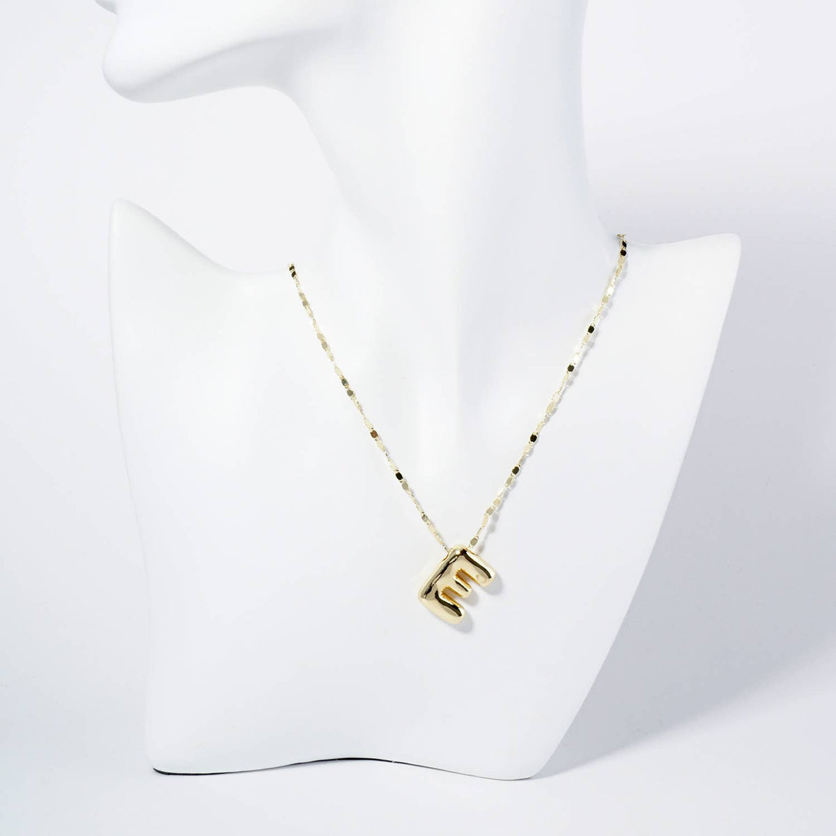 18K Gold Dipped Brass Bubble Initial Pendant Necklace