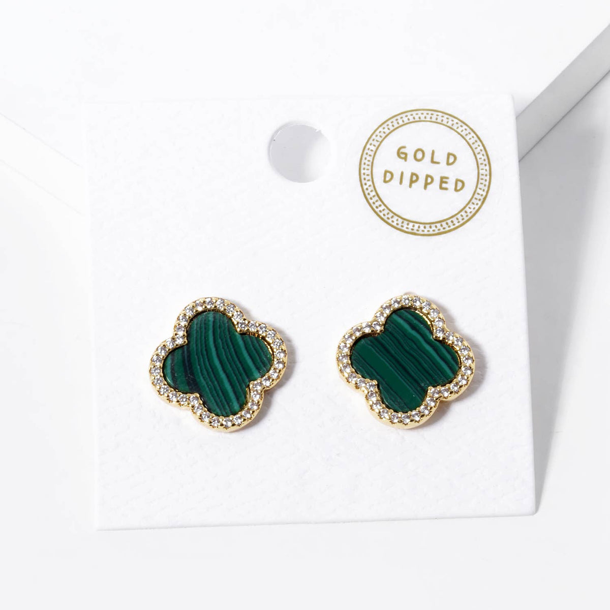 Dainty Clover Pavé Cubic Zirconia Stud Earrings