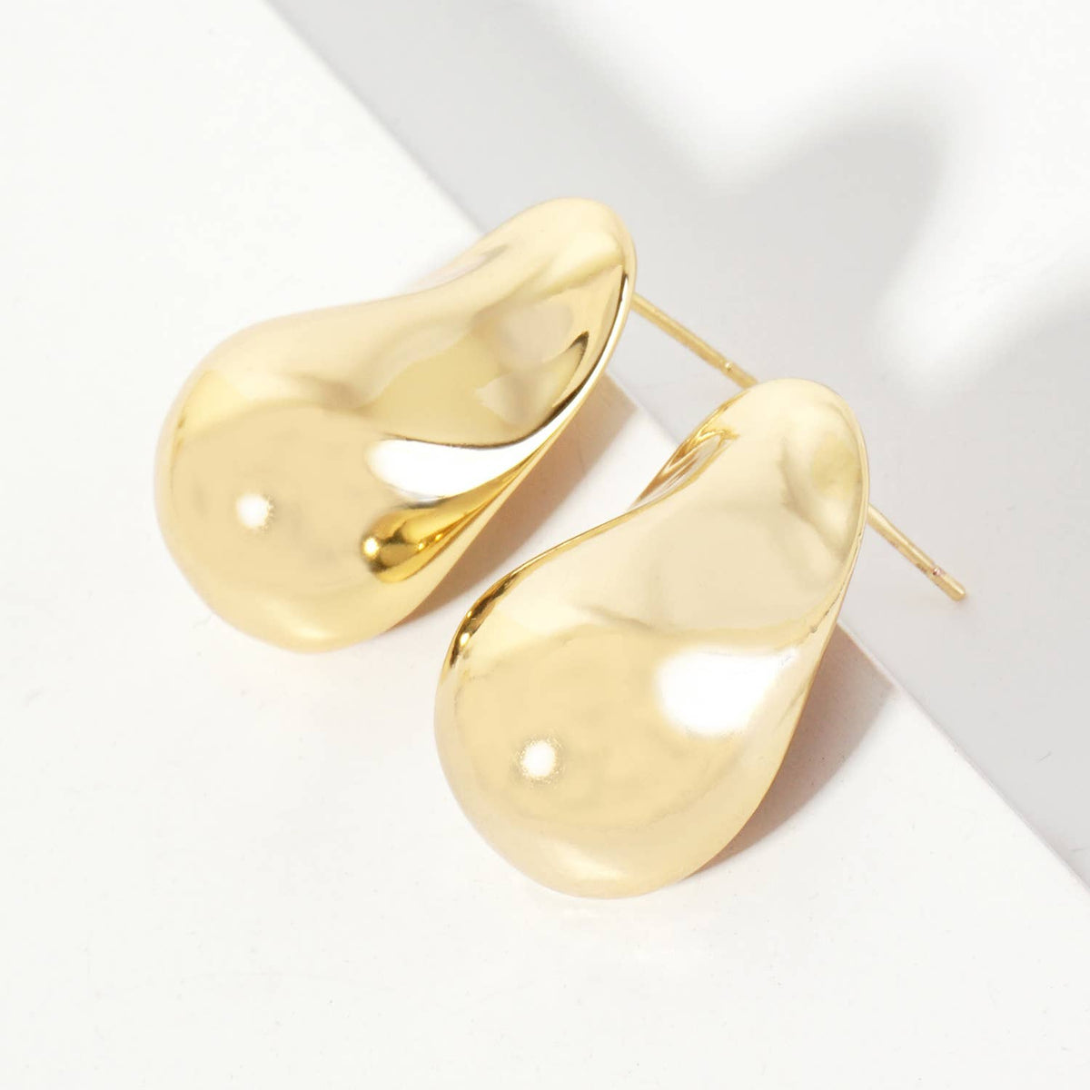Polished Brass Hand-Crushed-Texture Post Earrings