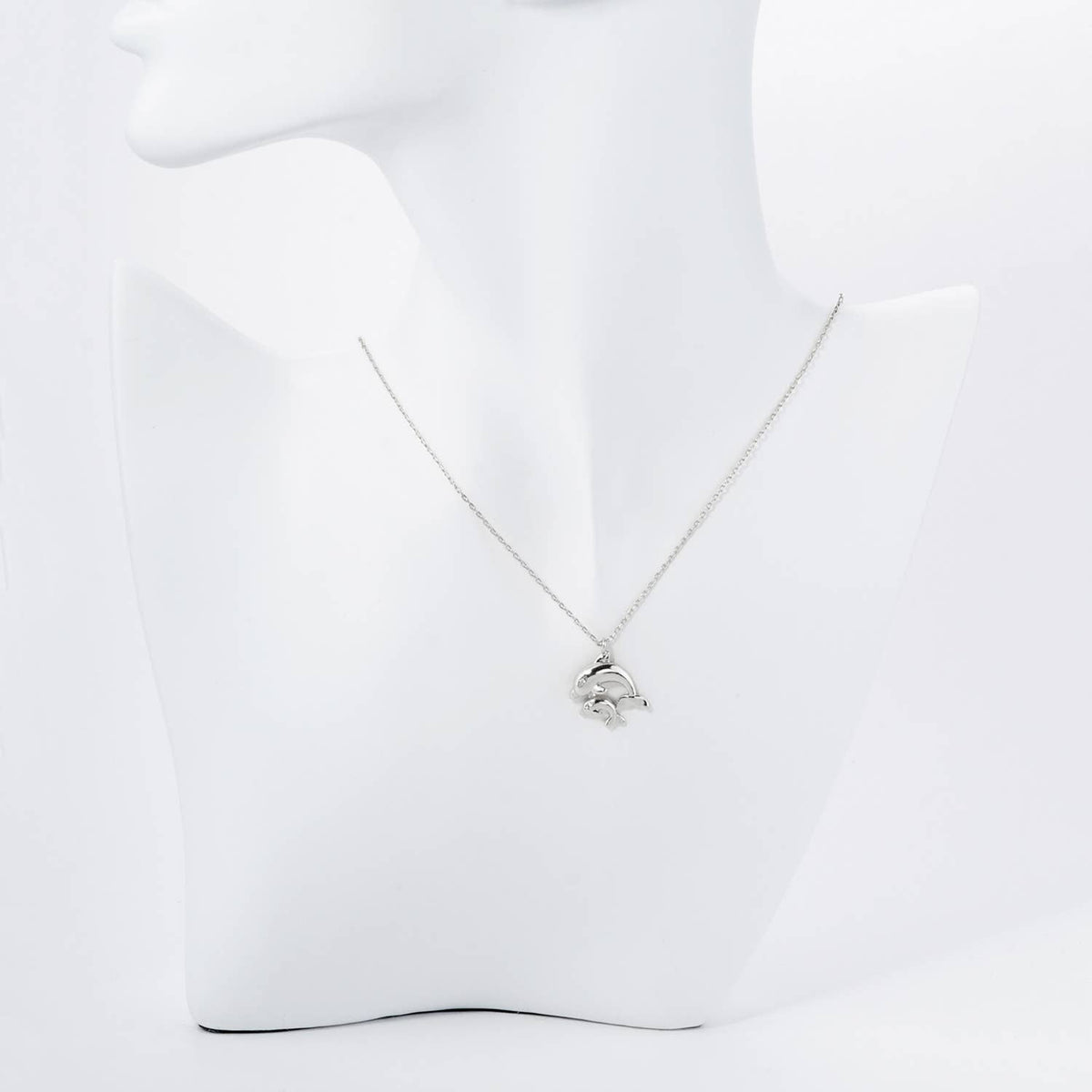 Two Dolphins Pendant Necklace / 18K Gold Dipped