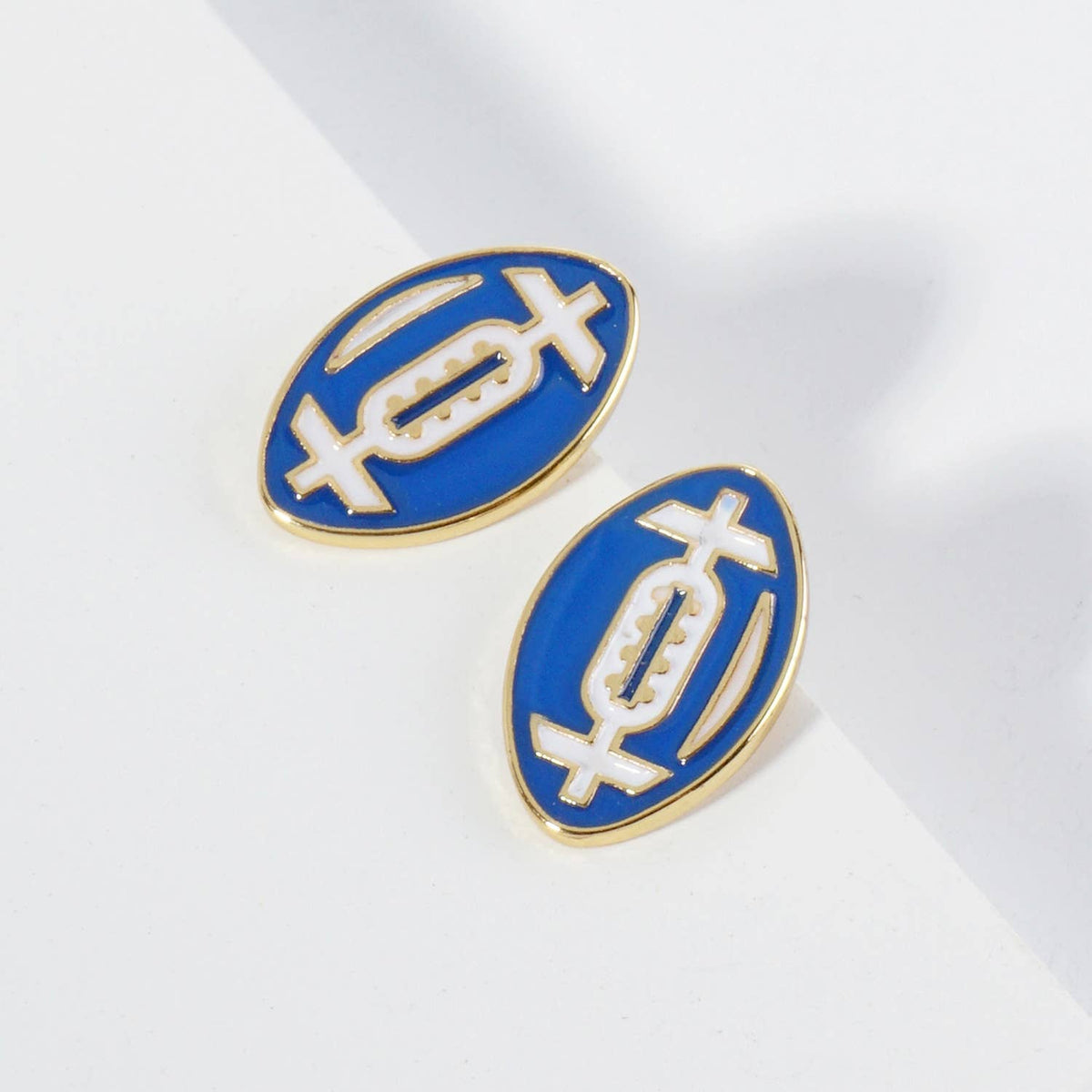 18K GOLD DIPPED ENAMEL FOOTBALL BALL GAME DAY STUD EARRINGS