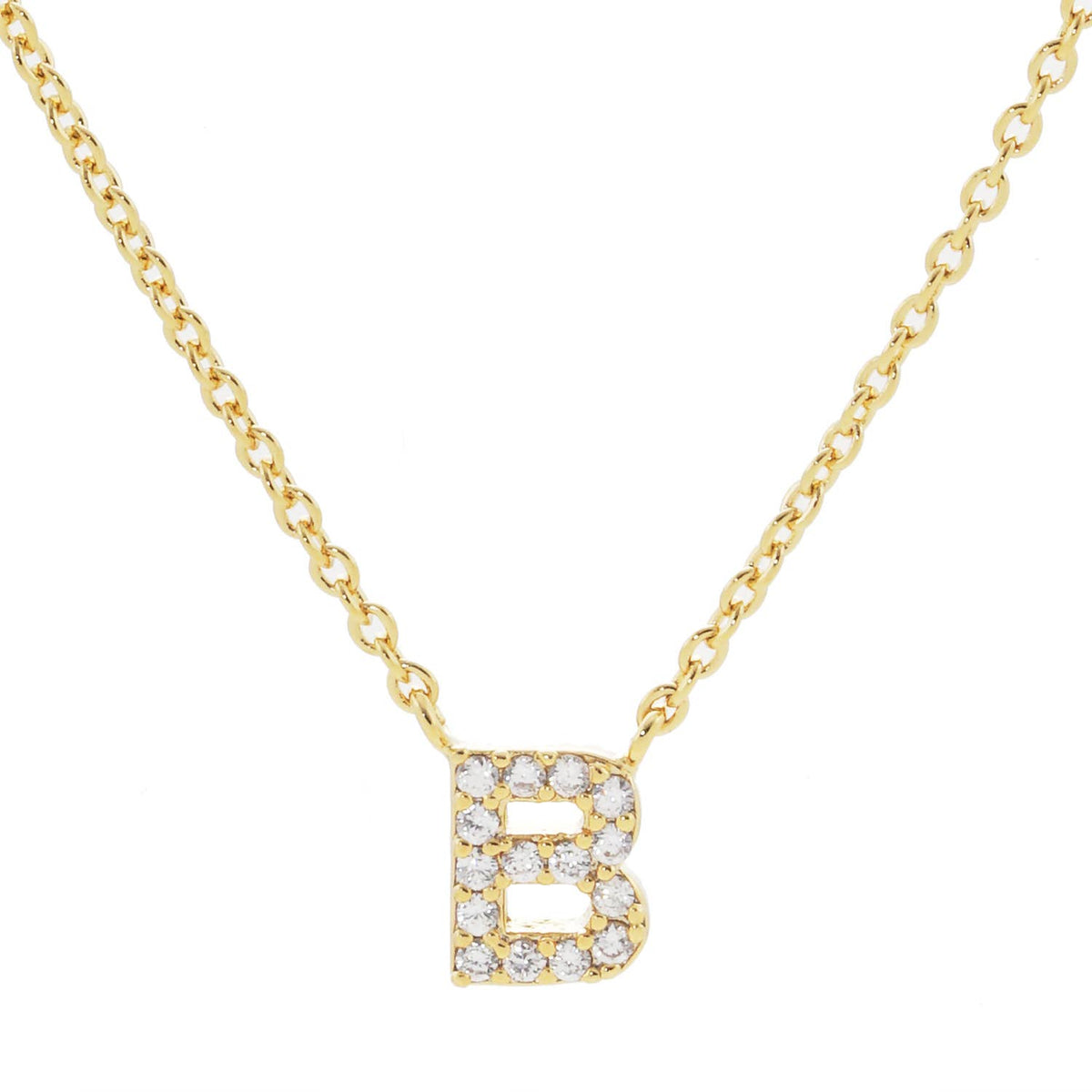 18K Gold Dipped Micro CZ Pave Initial Pendant Necklace