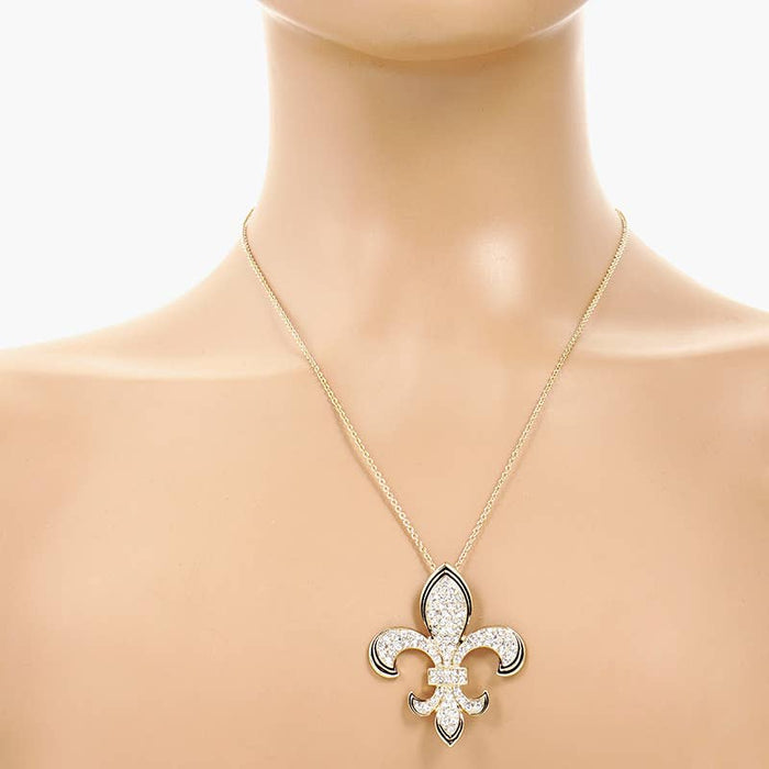 Gold Plated Fleur De Lis Pendant Necklace