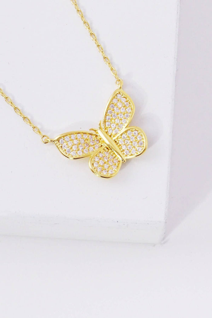 Gold Cubic Filled Butterfly Necklace