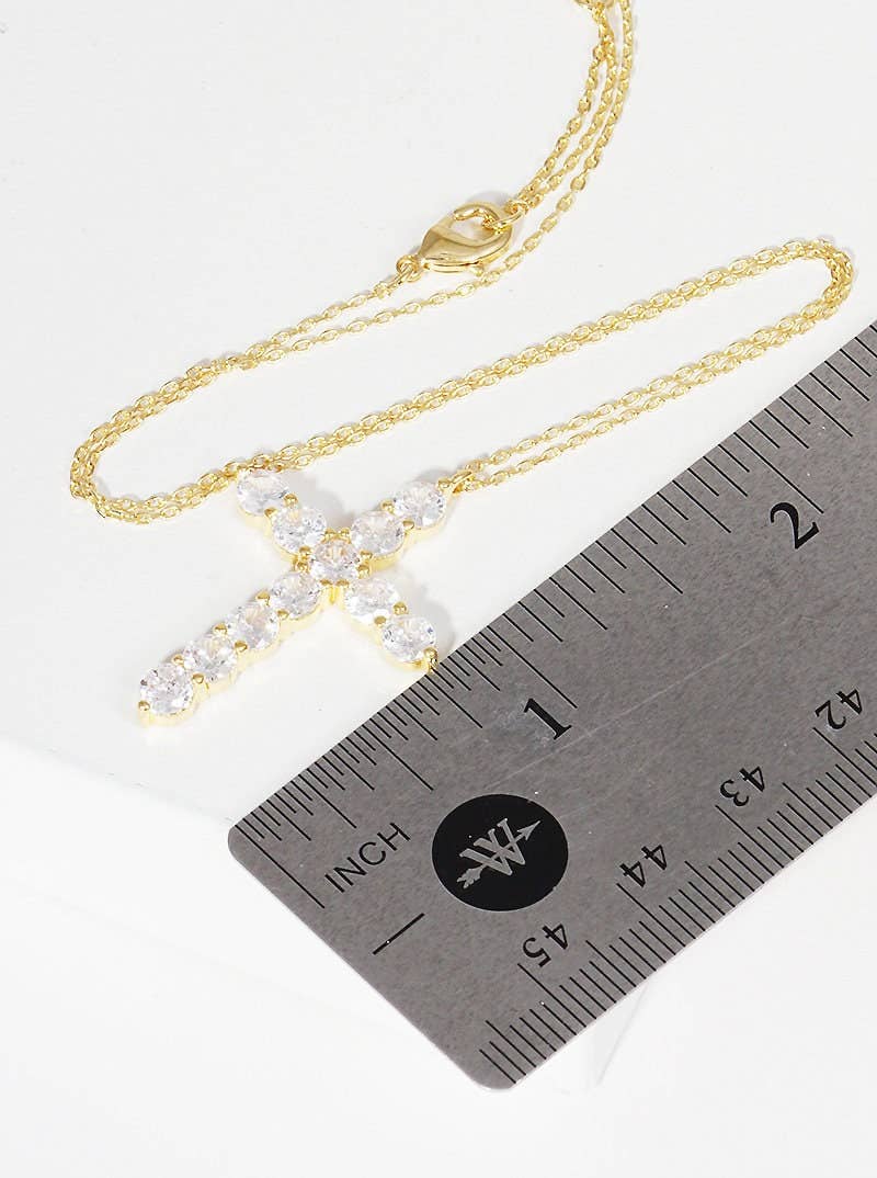 Gold Moissanite Cross Necklace