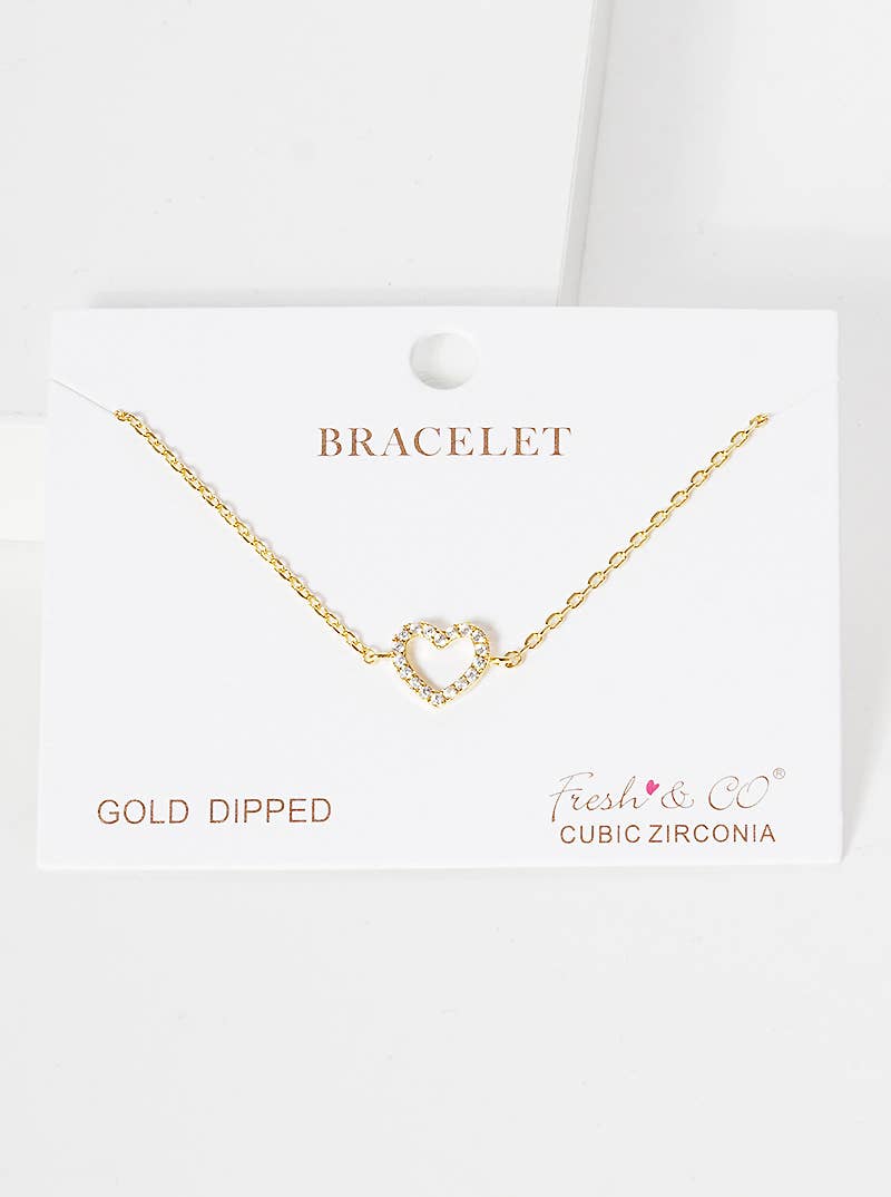 Dainty Pavé Heart Charm Bracelet