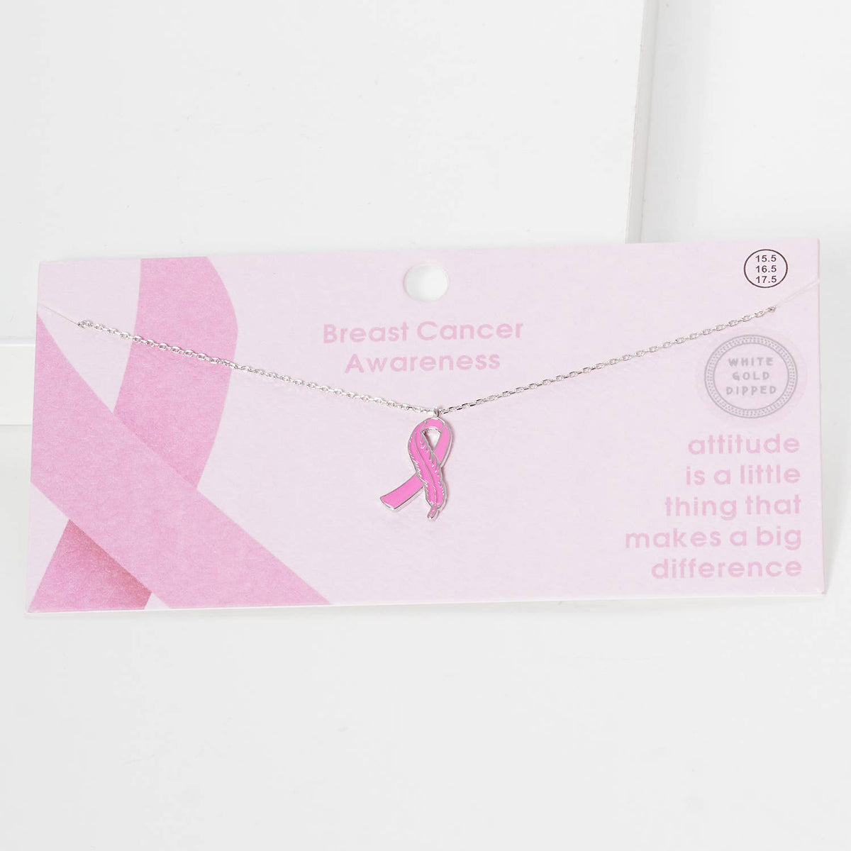 Breast Cancer Awareness Pink Ribbon Necklace