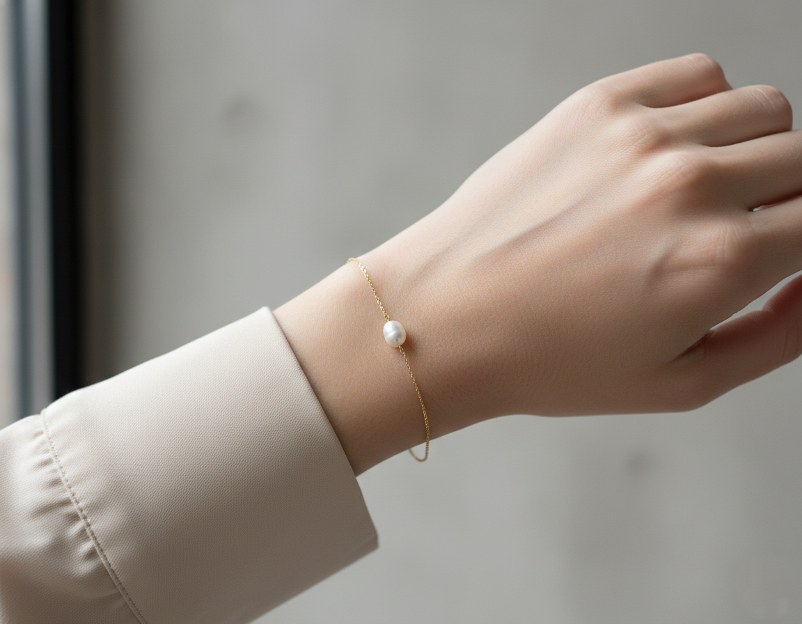 Minimalist Pearl Chain Bracelet