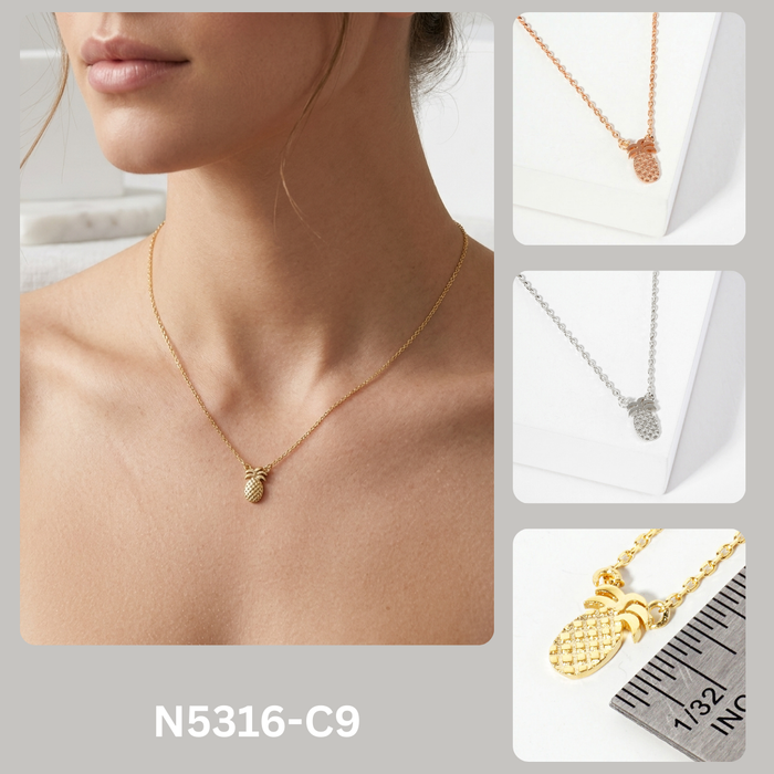 Minimalist Dainty Pineapple Charm Necklace