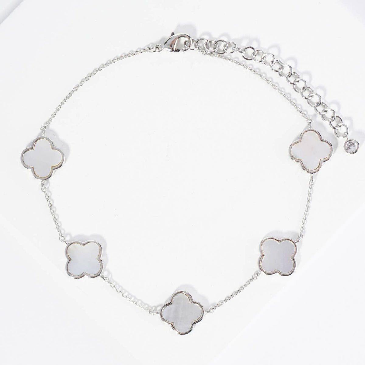18K Gold Dipped 12mm Five Quatrefoil Brass Chain Anklet.