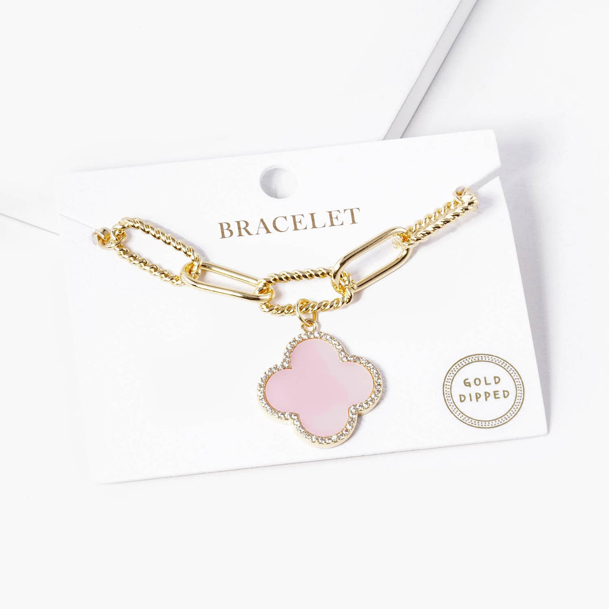 Clover Charm Paperclip Chain Bracelet