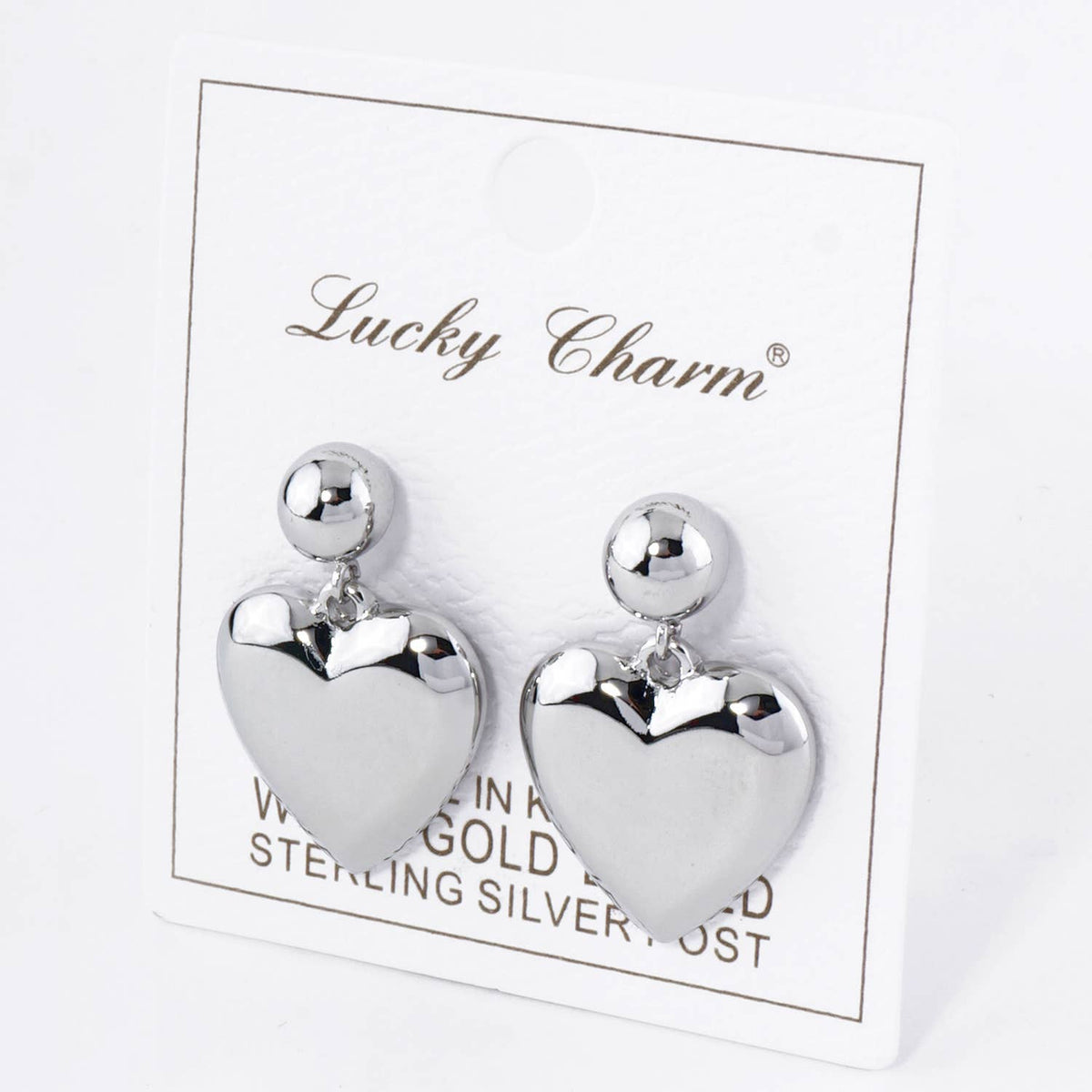 Heart Drop Dangle Post Earrings / 18K Gold Dipped