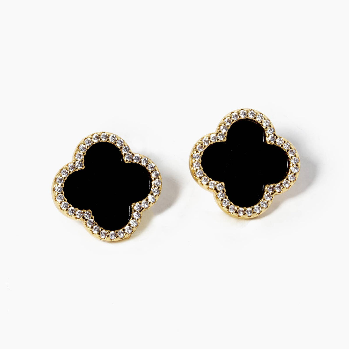Dainty Clover Pavé Cubic Zirconia Stud Earrings