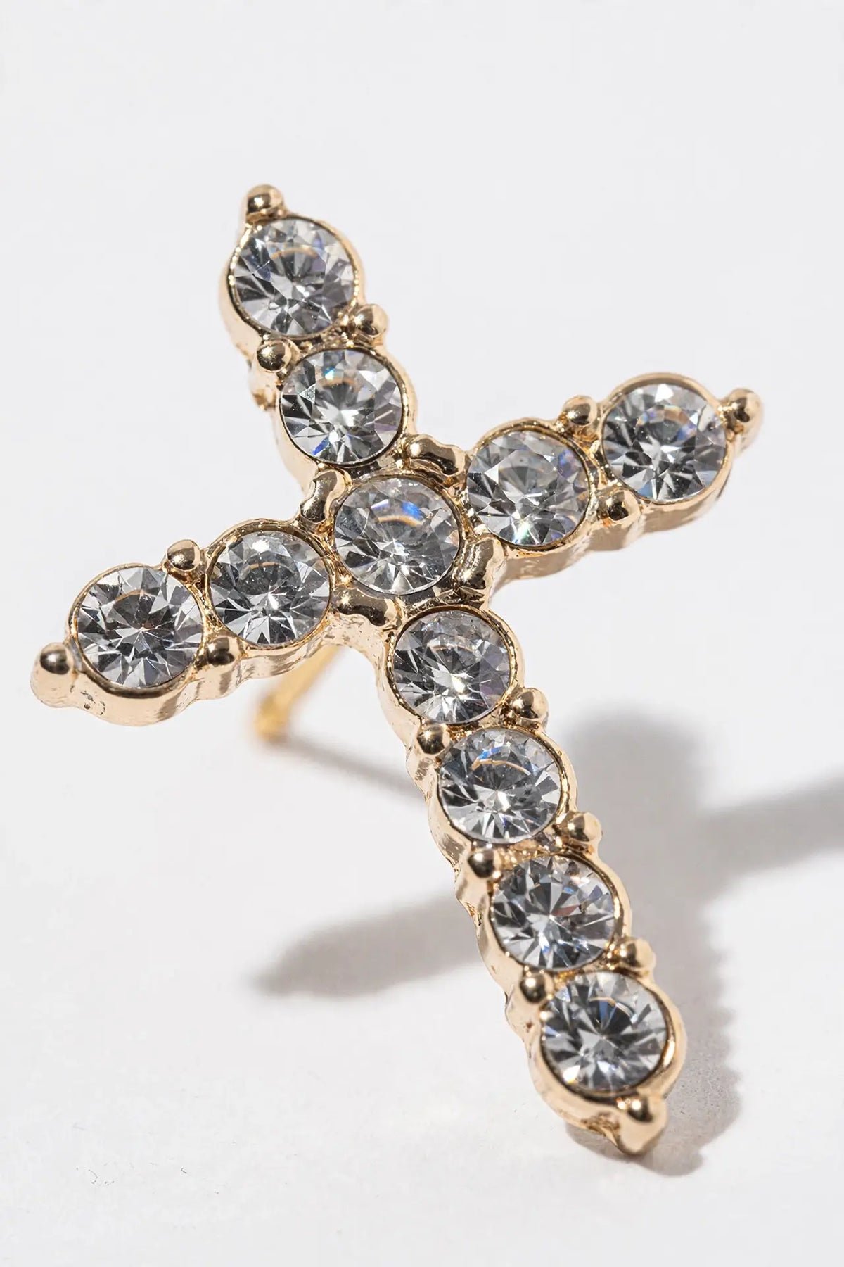 Big Crystal Cross Stud Earrings – Bold Round-Crystal Cross,