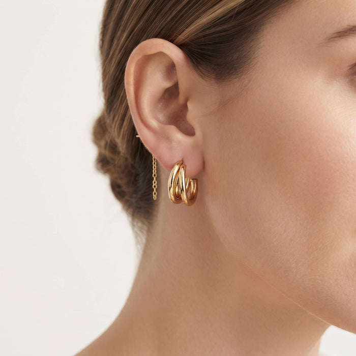 Chunky Triple Hoop Earrings with Sterling Silver Post