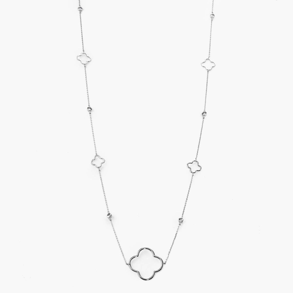 Delicate Quatrefoil Clover Statement Long Necklace