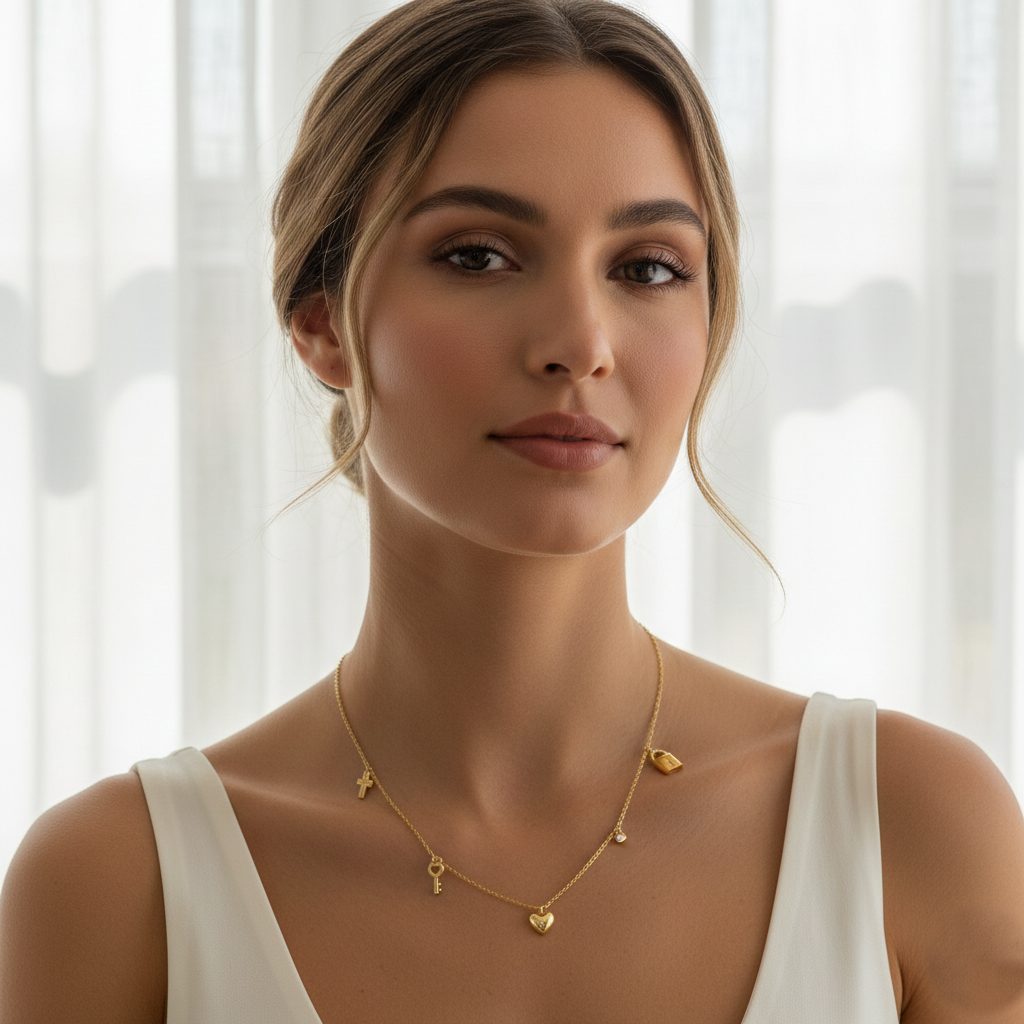 Minimalist Multi-Charm Dangle Necklace