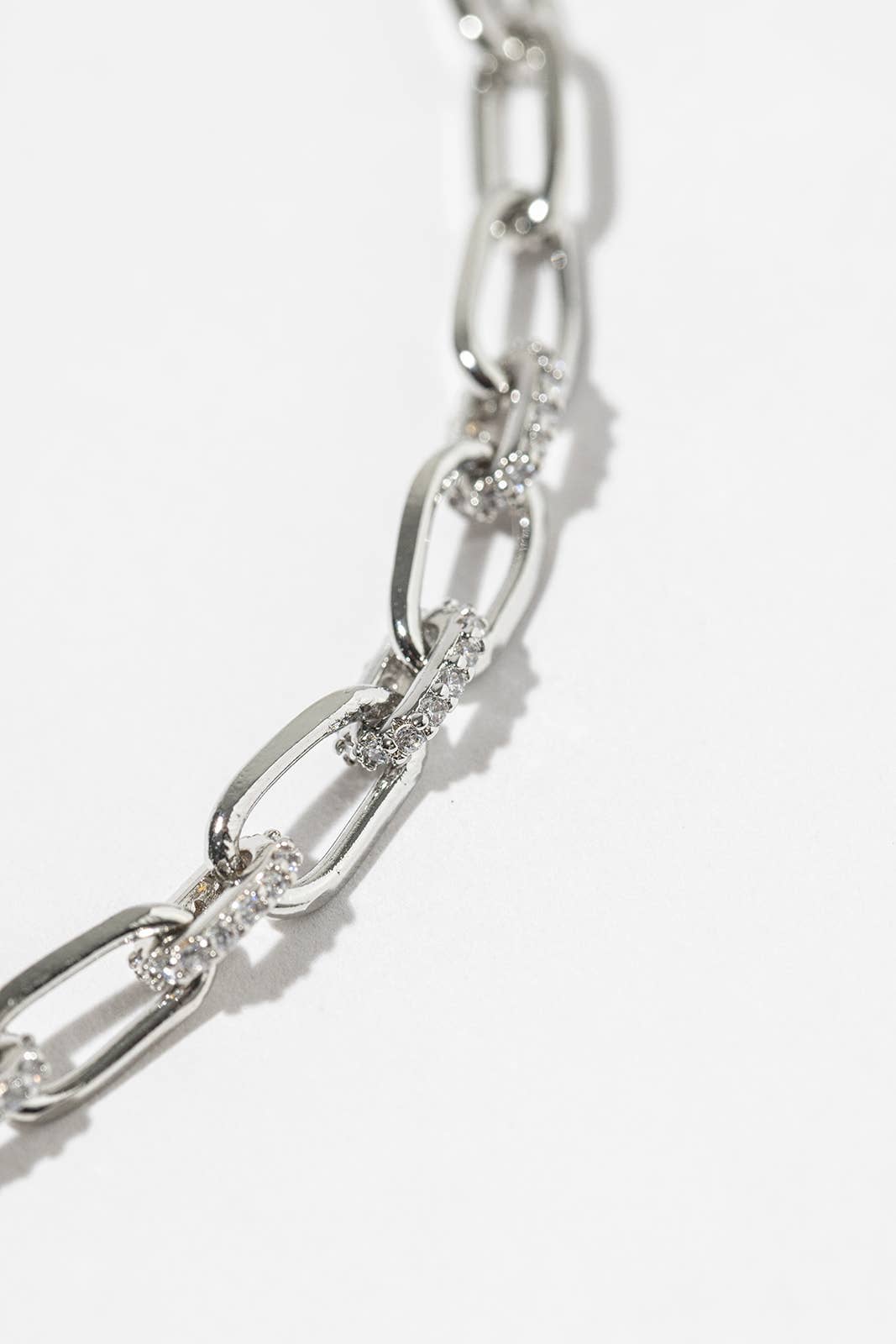 Cubic Zirconia Pave Link Paperclip Anklet