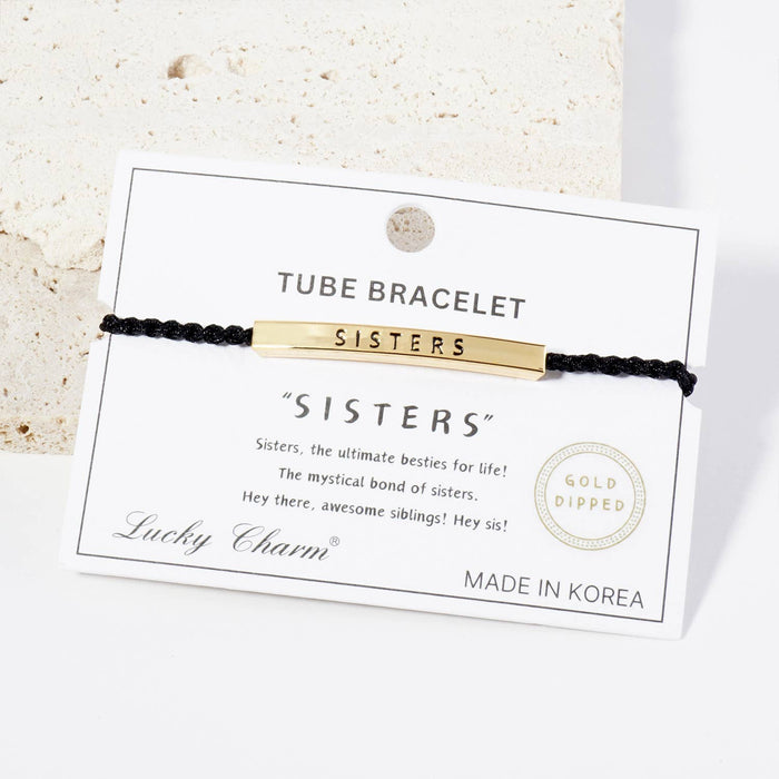 Inspirational Messages "Sisters" Tube Bar Bracelet