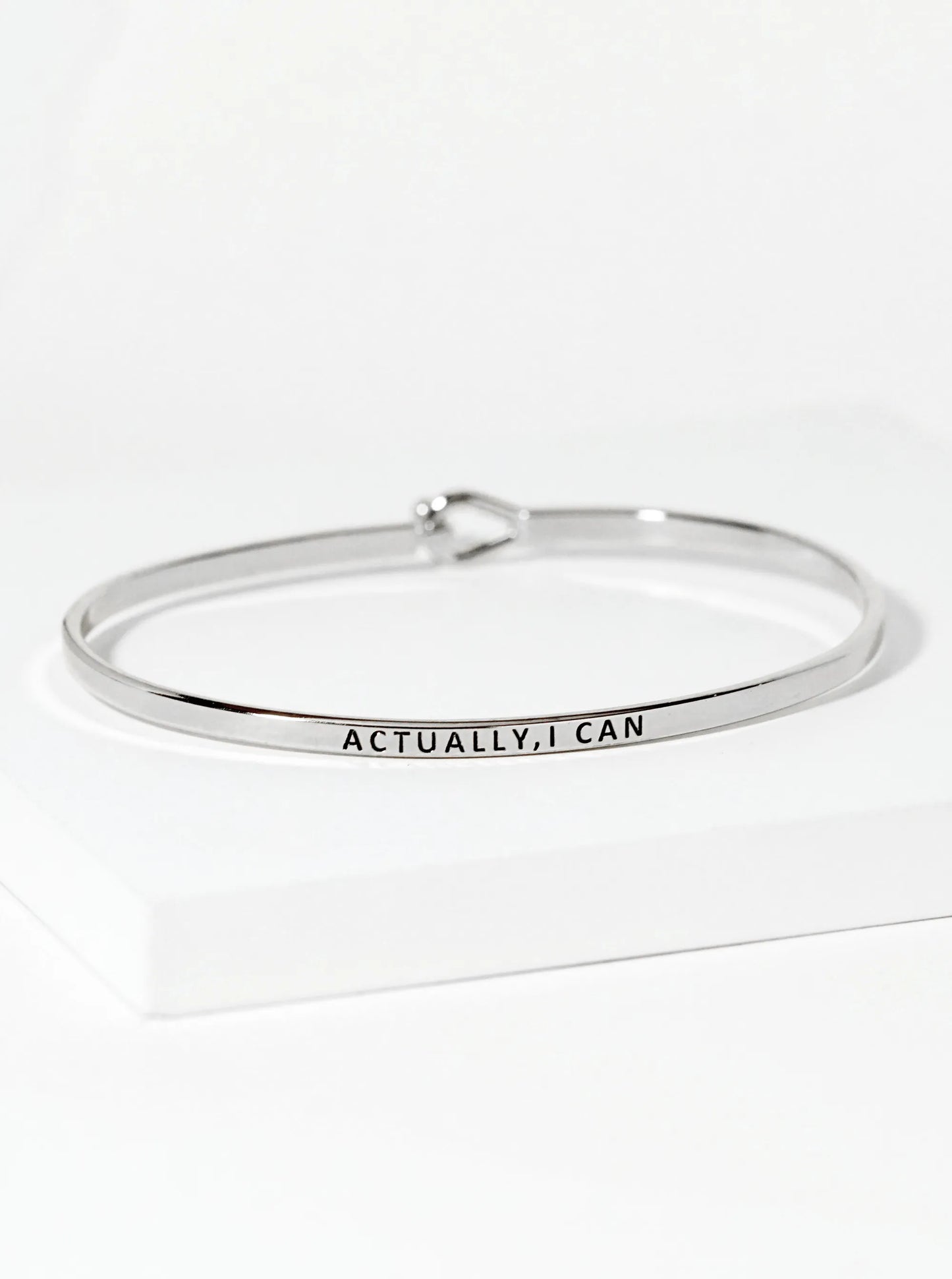 Actually I Can Engraved Inspirational Bangle Bracelet