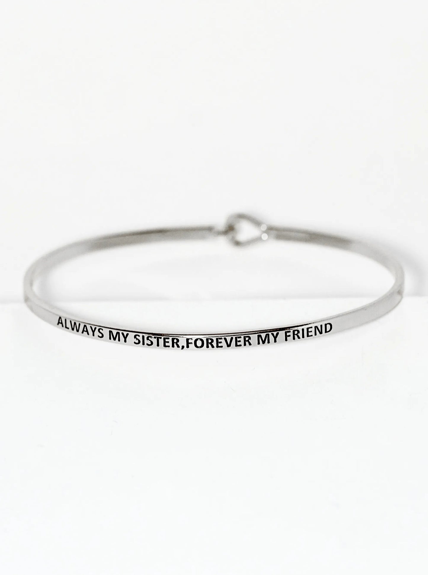 Always My Sister Forever My Friend Engraved Inspirational Bangle Bracelet