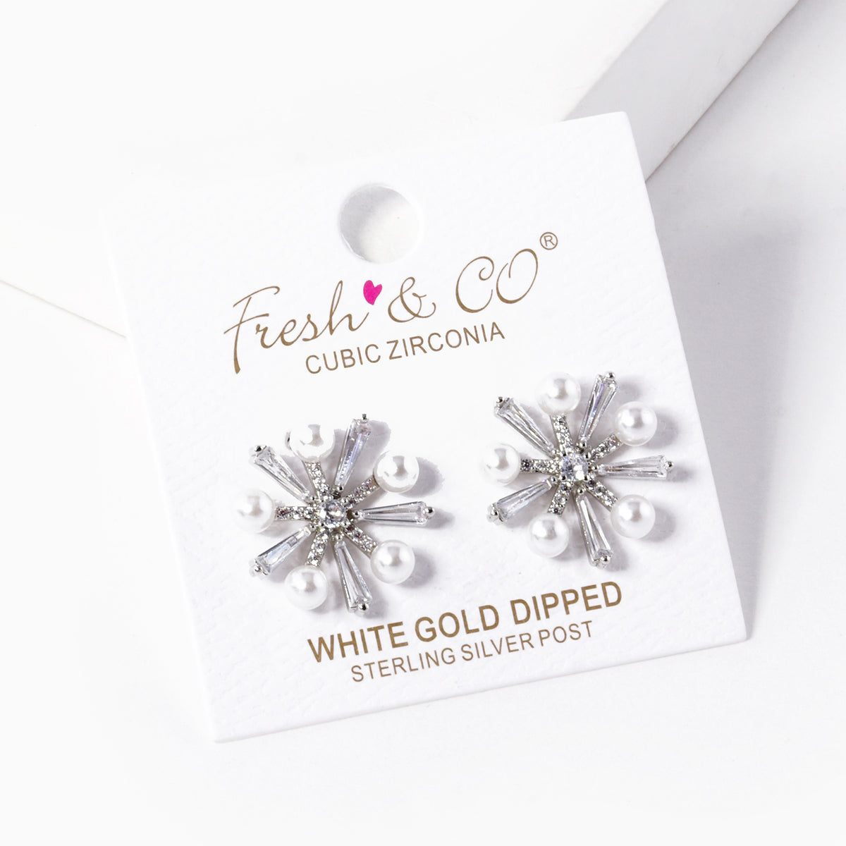 Radiating Flower Stud Earrings | BE327 — BE327-RWH.JPG