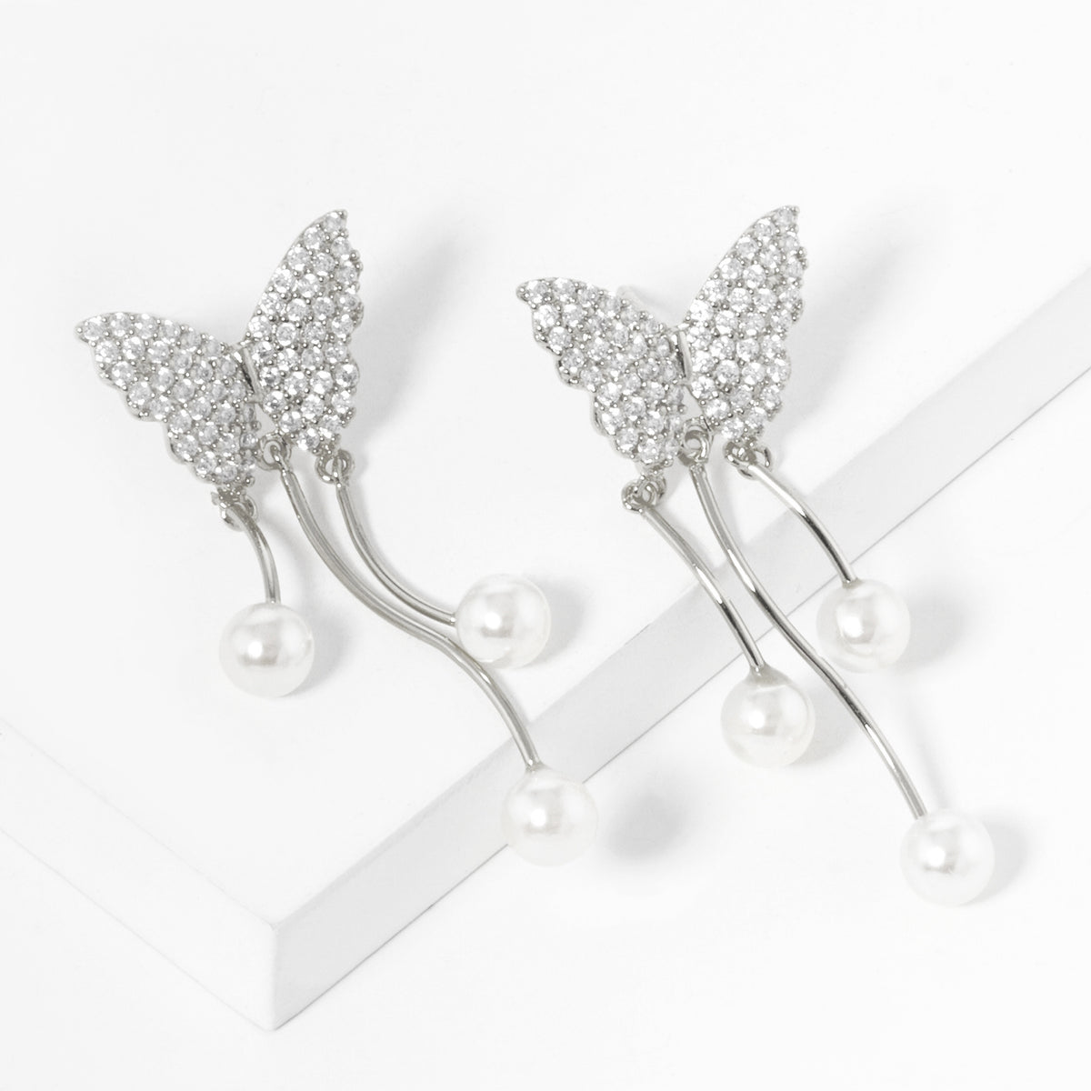 Butterfly Tassel Drop Earrings | BE328 — BE328RWH.JPG