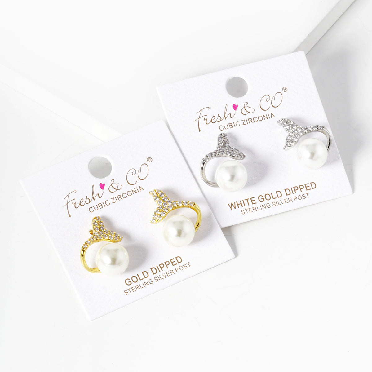 Curved Sparkle Stud Earrings with White Accent | BE331 — BE331-GROUP.JPG