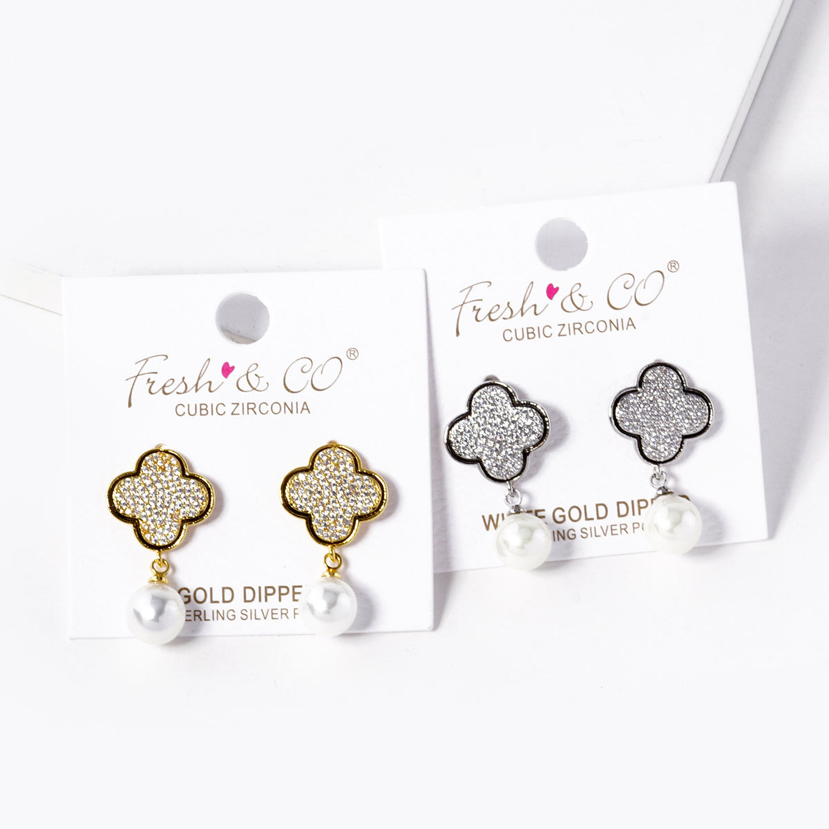 Quatrefoil Drop Earrings with White Accent | BE334 — BE334-GROUP.JPG