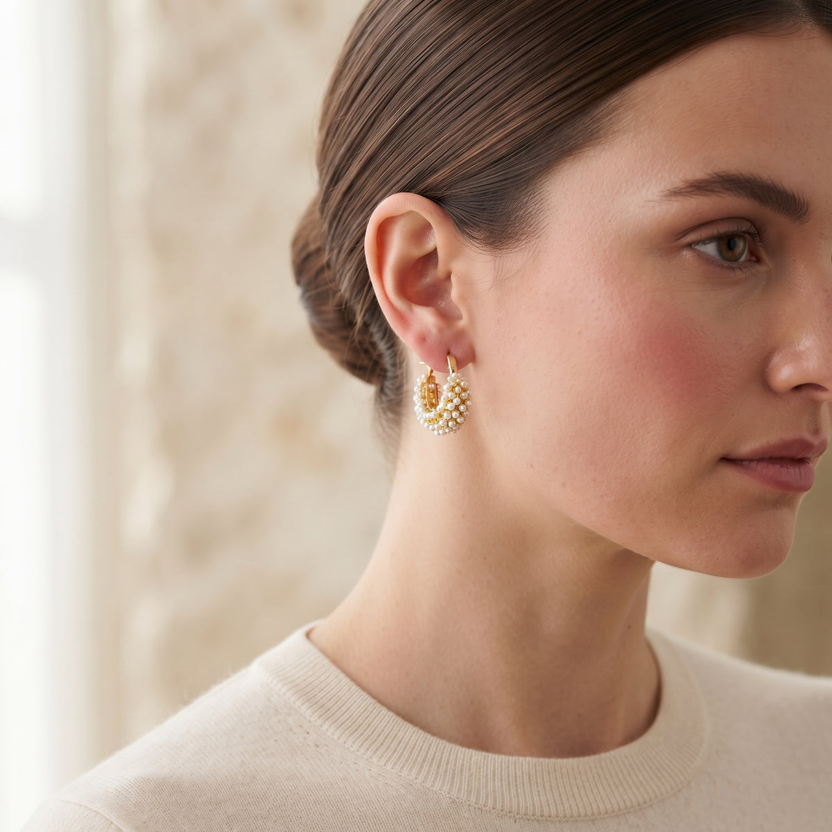 Beaded Curved Hoop Earrings | BE338 — BE338-M.jpg