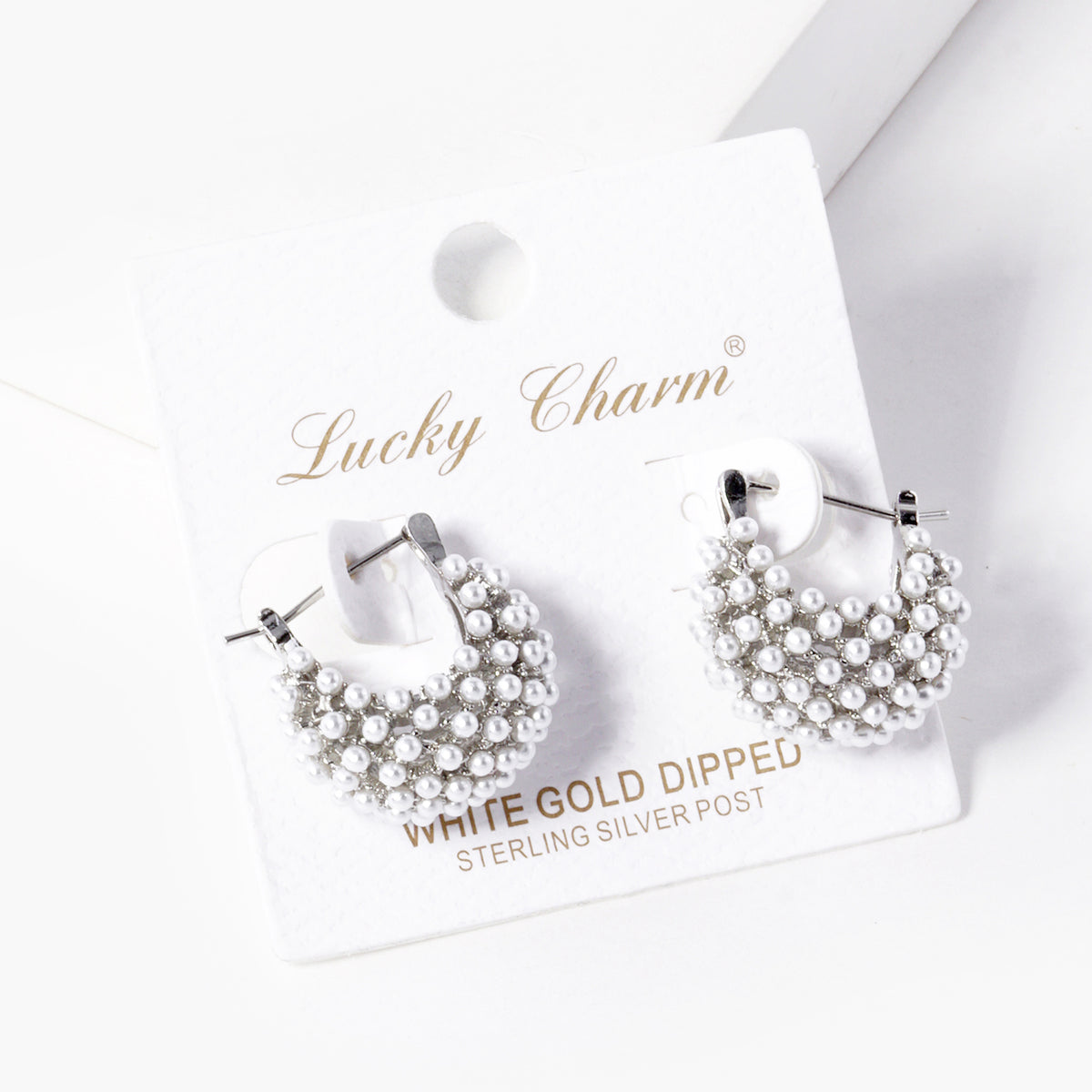 Beaded Curved Hoop Earrings | BE338 — BE338-RWH.JPG